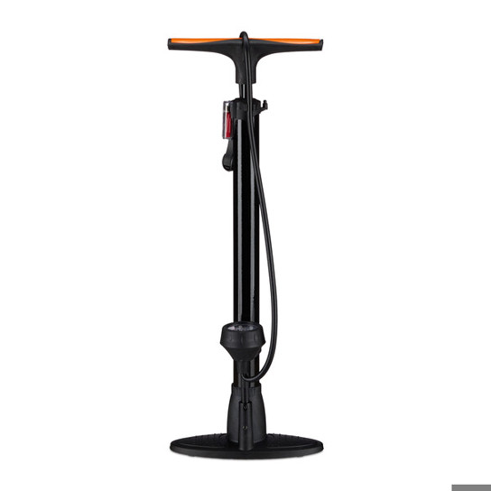 Relaxdays - Standpumpe mit Manometer (Schwarz | Orange | Rot) 60cm Höhe, 9cm Länge, 22.5cm Breite, 0.88kg